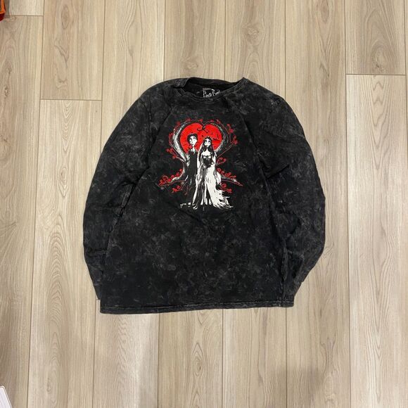 Warner Bros. Tops - Tim Burton’s Corpse Bride Acid Wash Tee Black Red Graphic Shirt Women's L